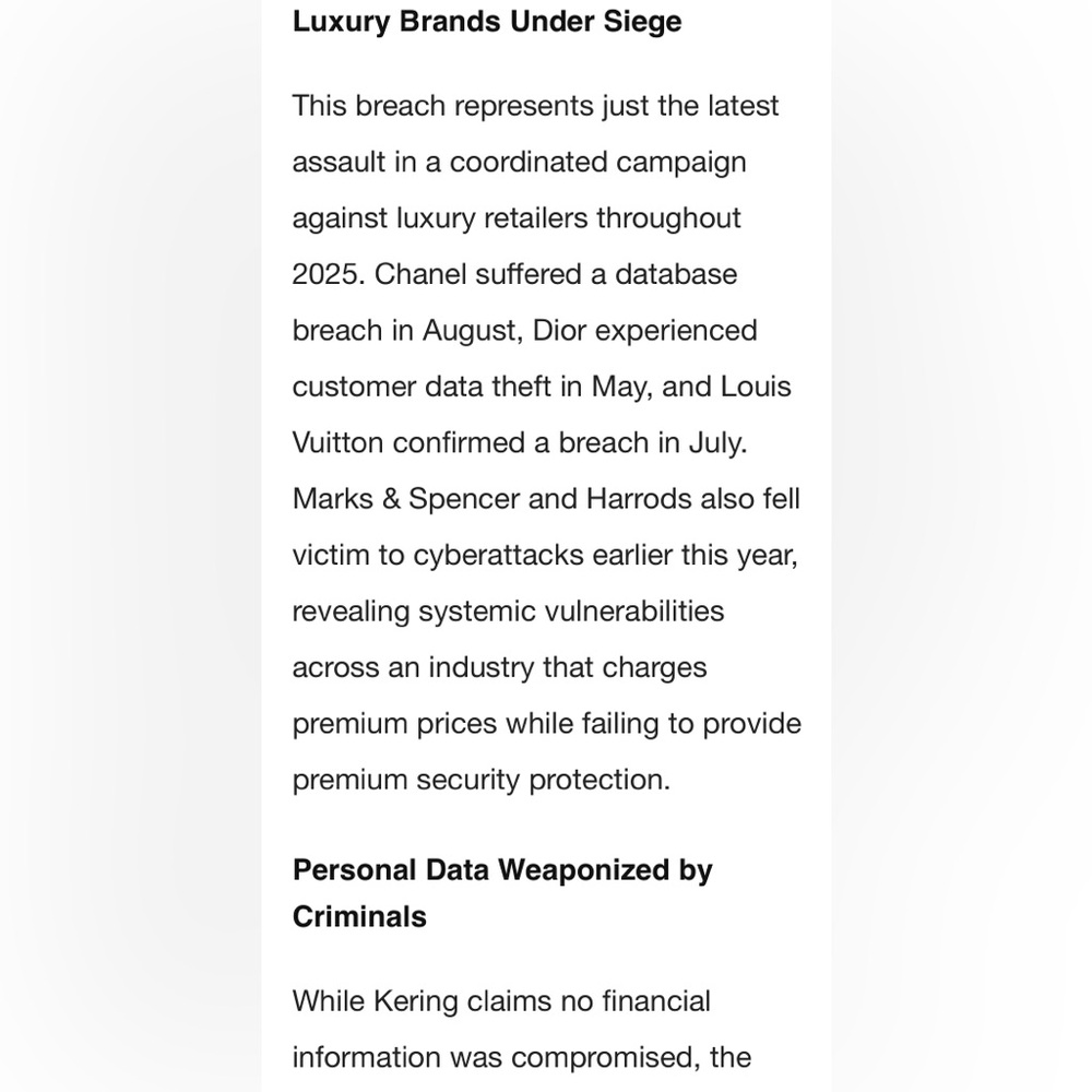 LUXURY FASHION BRANDS UNDER SEIGE , HACKER INFORMATION